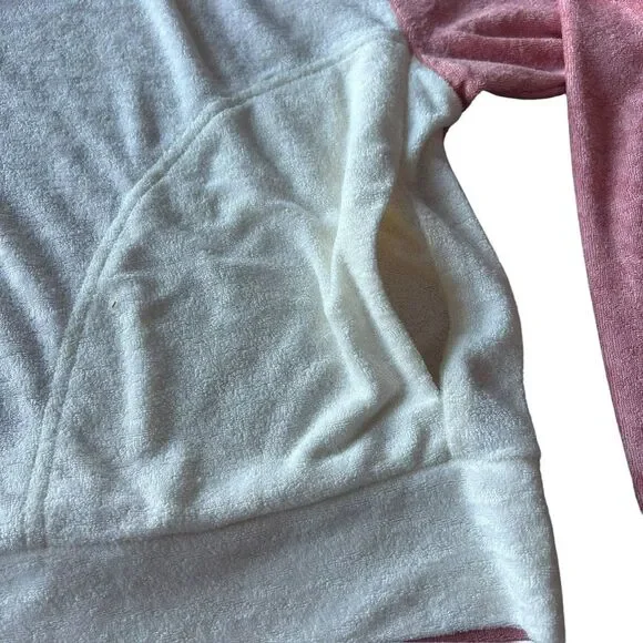 L*Space L Best Life Pullover‎ Pink Cream Terry Sweatshirt Sporty Colorblock New - Picture 7 of 12